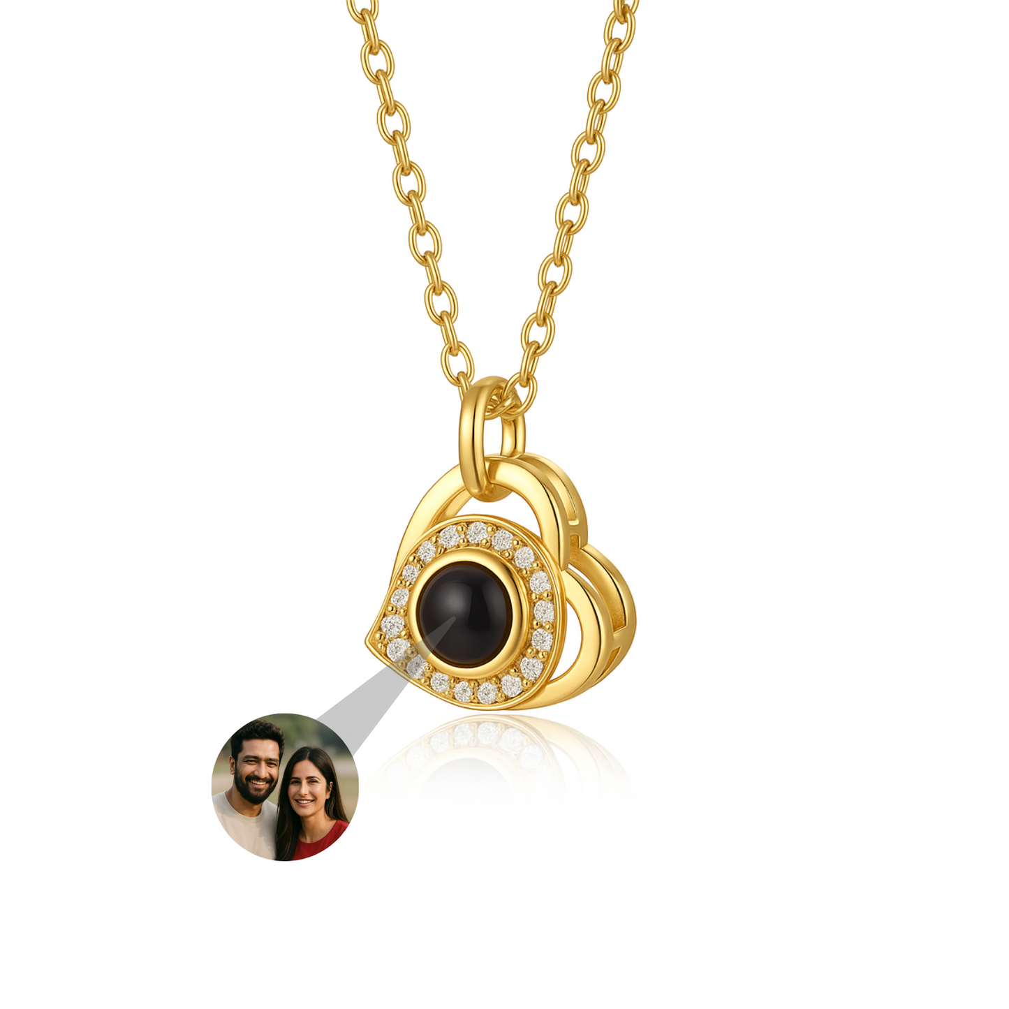 Heart Zircon Photo Necklace