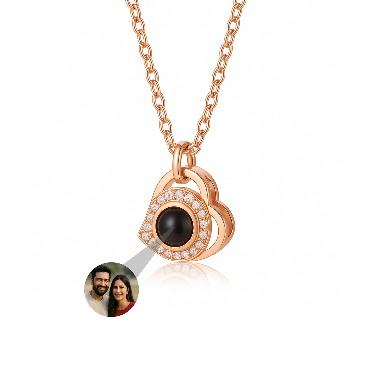 Heart Zircon Photo Necklace