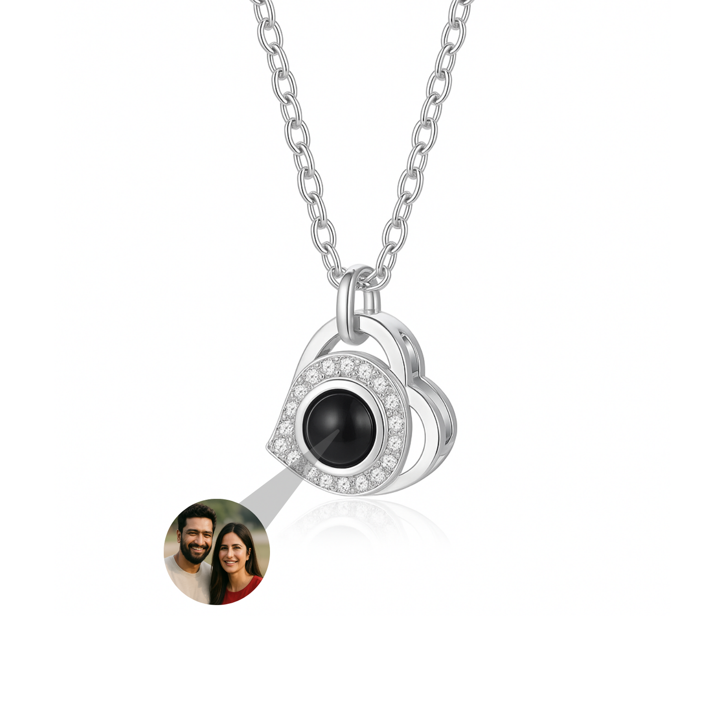 Heart Zircon Photo Necklace