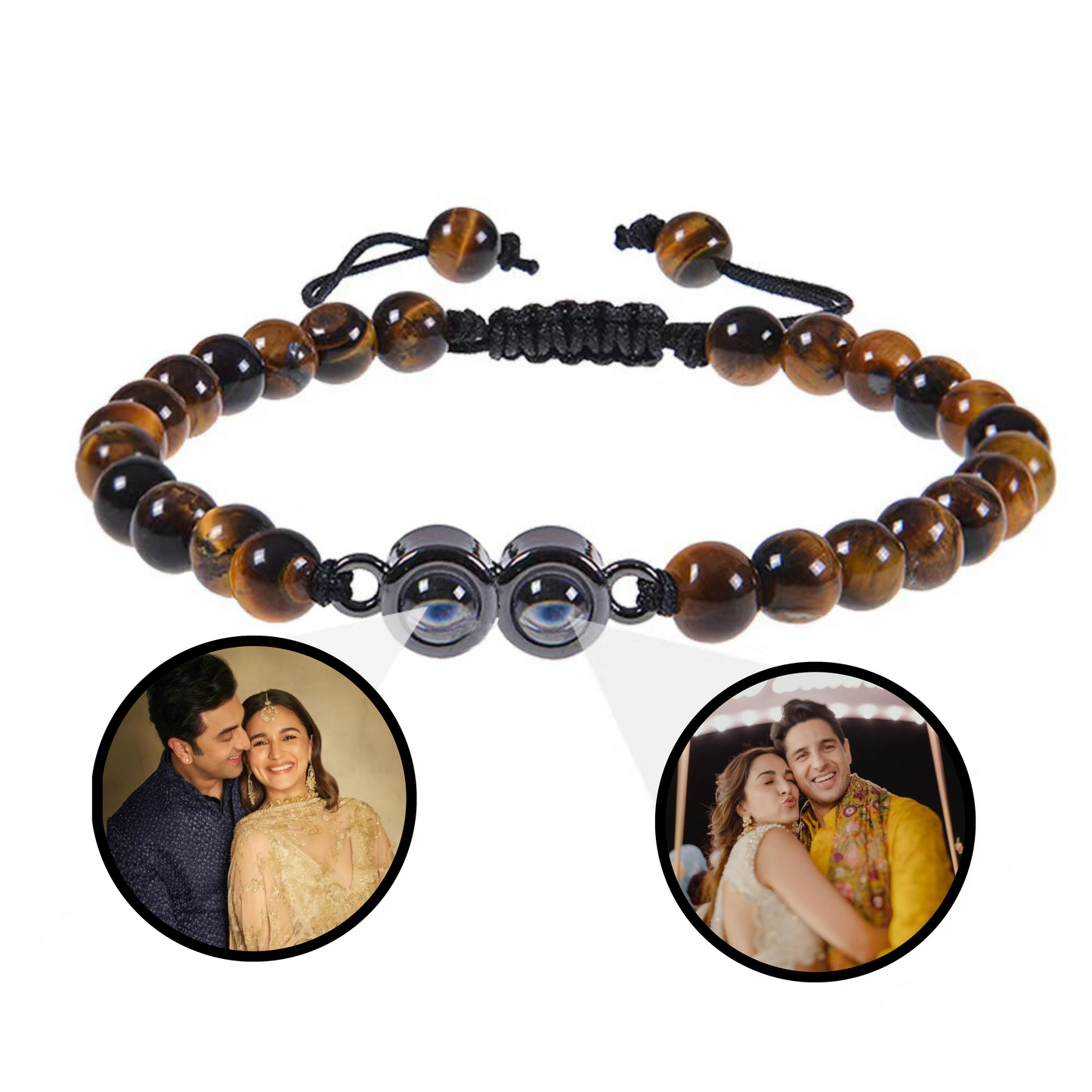 Two Beaded Frosted Stone Color Photo Bracelet