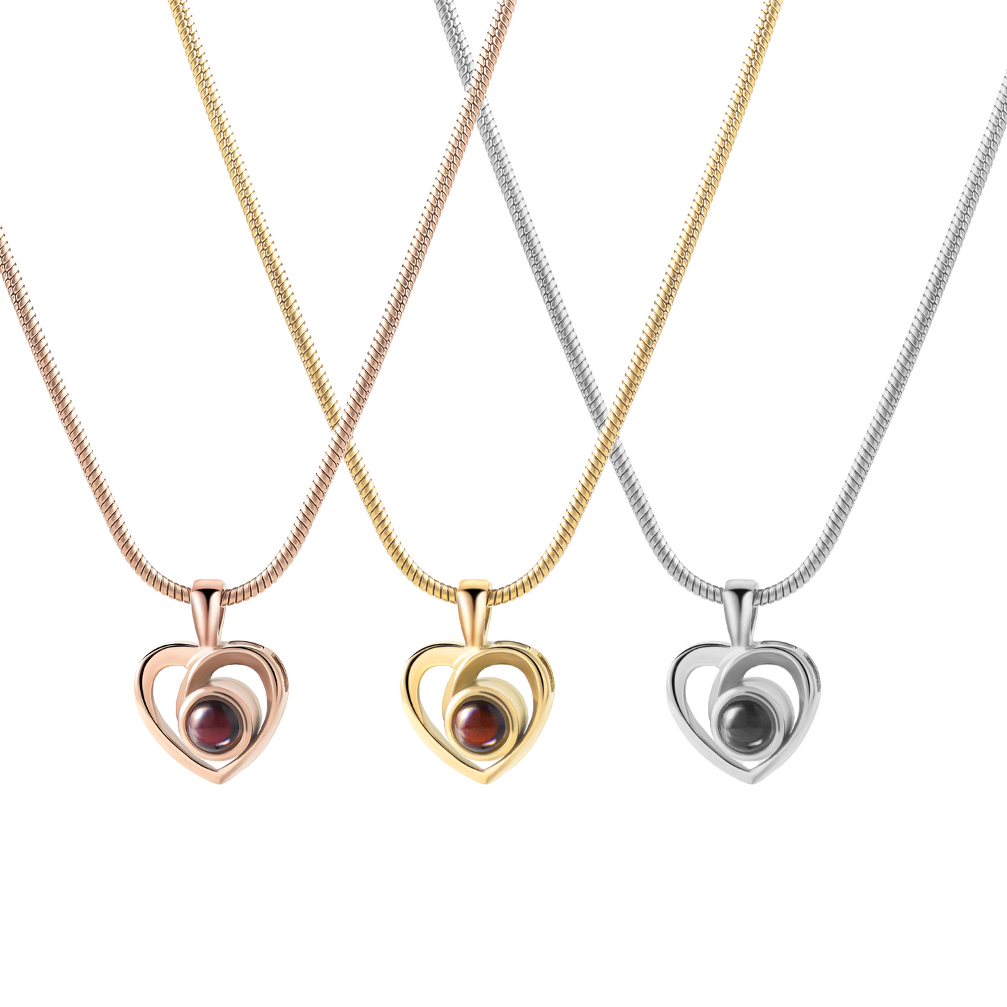 Heart Shaped Interlaced Color Photo Necklace