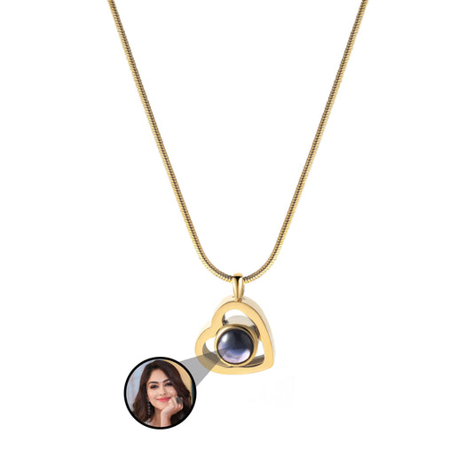 Heart Shape Color Photo Necklace